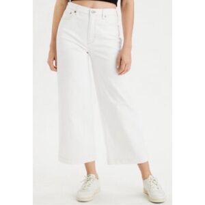 American Eagle AE77 The Wide Crop White Jeans 28